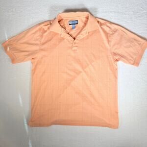 Jos A Bank Leadbetter Golf Polo Shirt Peach Grid Pattern On Course Apparel Golf